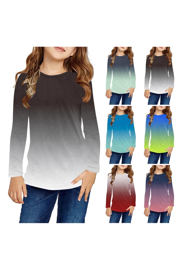 Girls Fall Shirts Girls Long Sleeve Prints Shirts Cute Crewnecks Tops Dressy Casual Blouses Clothes