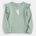 thumbnail image 1 of Fesfesfes Girls Fashion Girls Rabbit Ruffle Bottom Shirt Long Sleeve Shirt Round Neck Top/Shirt, 1 of 1