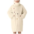 thumbnail image 1 of Fesfesfes Girls Faux Coat Winter Jacket Medium Long Padded Thick Coat for Kids Childrens Solid Color Outerwear Stand Collar Warm Coats for Toddler Girls Winter Wear(White,2 Years), 1 of 8