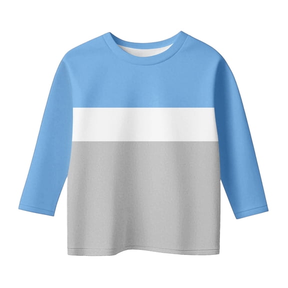 Fesfesfes Girls Long Sleeve Round Neck Blouse Top Casual Shirt for Kids Teen Spring Summer School Season Daily Wear Party Outfit Comfortable Soft Playwear Childrens(Light Blue#2,11-12 Years)