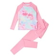 thumbnail image 1 of Fesfesfes Girls Long Sleeve Swimsuit Two Piece Rashguard Letter Print Swimwear 4-8 Years Kids Girls Fashion Sunscreen Seaside Surfing Swimsuit Set(Pink#1,8 Years), 1 of 5