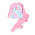 thumbnail image 1 of Fesfesfes Girls Long Sleeve Swimsuit Two Piece Rashguard Letter Print Swimwear 4-8 Years Kids Girls Fashion Sunscreen Seaside Surfing Swimsuit Set(Pink,6 Years), 1 of 9