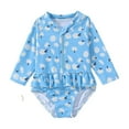thumbnail image 1 of Fesfesfes Girls Long Sleeve Swimsuits Rash Guard Bathing Suit 2-6 Years Toddler Kids Zipper Lightweight Swimwear for Every Summer Wear(Blue,6 Years), 1 of 4