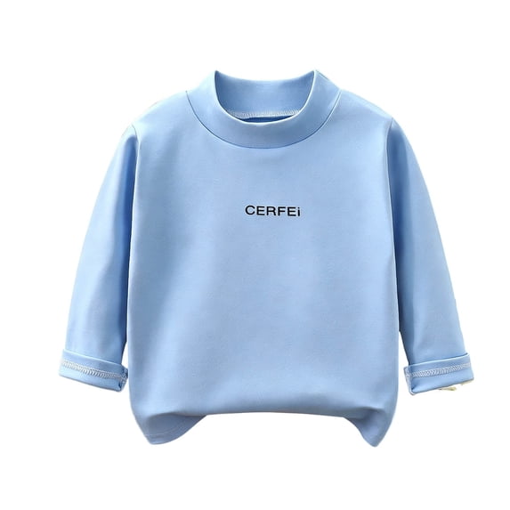 Fesfesfes Girls Long Sleeve Thermal Top Crew Neck Base Layer Shirt, Soft Stretch Lined Casual Tee for Kids School Daily Wear Ages 6 Months-12 Years