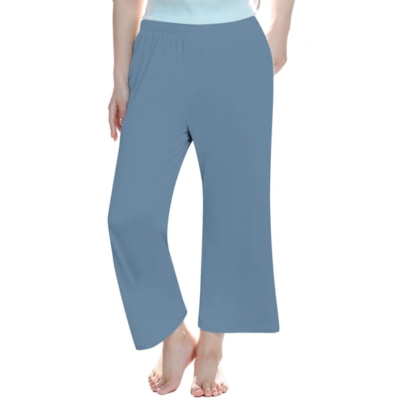 Fesfesfes Girls Loose High Waist Wide Leg Pants Workout Leggings Casual Trousers Yoga Gym Pants Comfortable Fit 4-14 Years(Blue#1,13 Years)