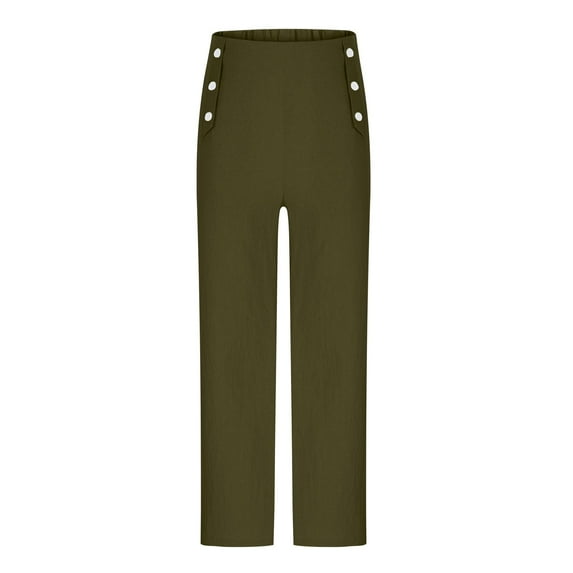 Fesfesfes Girls' Loose Sweatpants Solid Color High-Waisted Wide-Leg Elastic Smocked Waistband Full-Length Trousers Fashion Comfy Pants(Army Green#2,170)