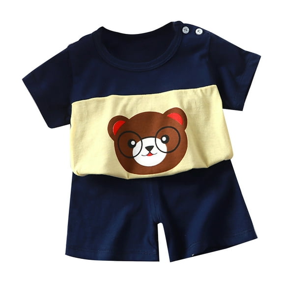 Fesfesfes Girls Outfits Kids Summer Clothing Home Wear Sets Loungwear Clothing Round Neck Short Sleeved Shorts 2 Piece Set