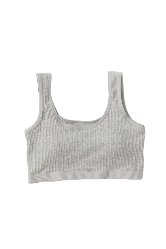 Girls Padded Training Bra Seamless Wireless Bralette for Teens Supportive Lightly Lined Bras No Underwire Soft Breathable Camisole for Sports Everyday Wear(Gray,9-10 Years)