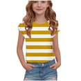 thumbnail image 1 of Fesfesfes Girls Printed Short Sleeve Blouse Round Neck Casual Top Summer Spring Childrens Fashion Tee Shirt School Outfit Daily Wear Kids Comfortable Polyester Play Clothes(Yellow#1,9-10 Years), 1 of 7