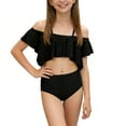 thumbnail image 1 of Fesfesfes Girls Ruffle Detail Two Piece Bikini Swimwear Set Quick Dry Swim Suit for Kids Beach Pool Play Youth Active Wear Modest Rash Guard UV Protection Outfit(Black,2 Years), 1 of 9