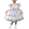 thumbnail image 1 of Fesfesfes Girls Ruffled Mesh Lace Sleeveless Party Dress Summer Embroidery Bow Dresses,Round Neck Fashion Outfit for Special Events(White,1 Years), 1 of 9