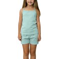 thumbnail image 1 of Fesfesfes Girls Sleeveless Tank Top with Shorts 2 Piece Set Summer Comfortable Casual Outfit for Kids 4-15 Years Home Wear Playwear Soft Breathable Clothes(Army Green,13-15 Years), 1 of 5
