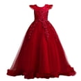 thumbnail image 1 of Fesfesfes Girls Sleeveless Tulle Embroidered Princess Ball Gown Dress, Flowy A-Line Pageant Maxi Gown with Layered Tulle Skirt and Ruffled Hem for Birthday Wedding Party Kids Ages 5-15 Years, 1 of 6
