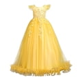 thumbnail image 1 of Fesfesfes Girls Sleeveless Tulle Embroidered Princess Ball Gown Dress, Flowy A-Line Pageant Maxi Gown with Layered Tulle Skirt and Ruffled Hem for Birthday Wedding Party Kids Ages 5-15 Years, 1 of 9