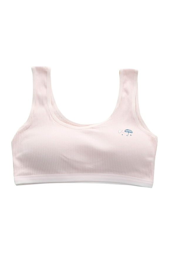 Girls Soft Training Bra for Tweens Breathable Wireless Bralette No Underwire Seamless Supportive Camisole for School Sports Everyday Wear Development Stage Lightweight(Pink#1,15-16 Years)