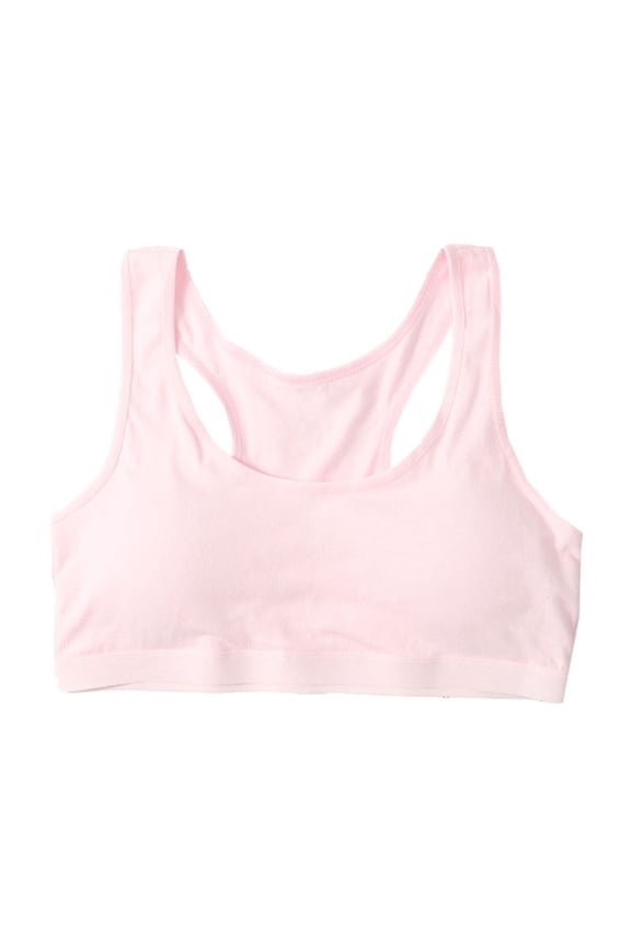 Girls Solid Color Breathable Training Bra for Teens Soft Wireless Bralette No Underwire Seamless Supportive Camisole for School Sports Everyday Wear Youth Lightweight(Pink,7-11 Years)