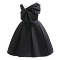 thumbnail image 1 of Fesfesfes Girls' Solid Color Princess Dress 2-10 Years Sleeveless Shoulder Design Cold Shoulder for Formal and Stylish Occasions Flower Girl Dress(Black,8 Years), 1 of 3