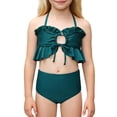 thumbnail image 1 of Fesfesfes Girls Solid Color Two Piece Bikini Swimwear Set Comfortable Quick Dry Swim Suit for Kids Beach Pool Play Youth Active Wear Modest Rash Guard UV Protection Outfit(Blue,11-12 Years), 1 of 7