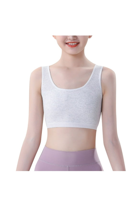 Girls Sports Bras for Teen 10-16 Years No Steel Ring raining Bra with Moulded Design for Yoga Athletic Casual Tops with Elastic Band(Gray,14-15 Years)