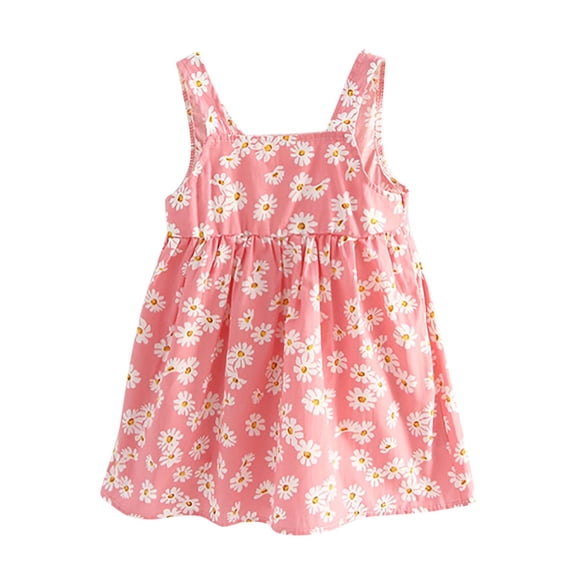 Fesfesfes Girls Spring Dress Sleeveless Suspender Dress Small Daisy Floral Children's Clothing