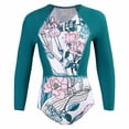 thumbnail image 1 of Fesfesfes Girls' Spring Summer Swimwear Rash Guard Swimsuit Zipper Bathing Suits Long Sleeve Ruffle Girl Full Cover Flower Print for Children(Green,5-6 Years), 1 of 9