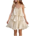 thumbnail image 1 of Fesfesfes Girls Summer Dress Sleeveless Round Neck Princess Ankle Length Dress Solid Color Elastic Waist Tie Elegant Party Dress For Kids(Beige,1-2 Years), 1 of 4