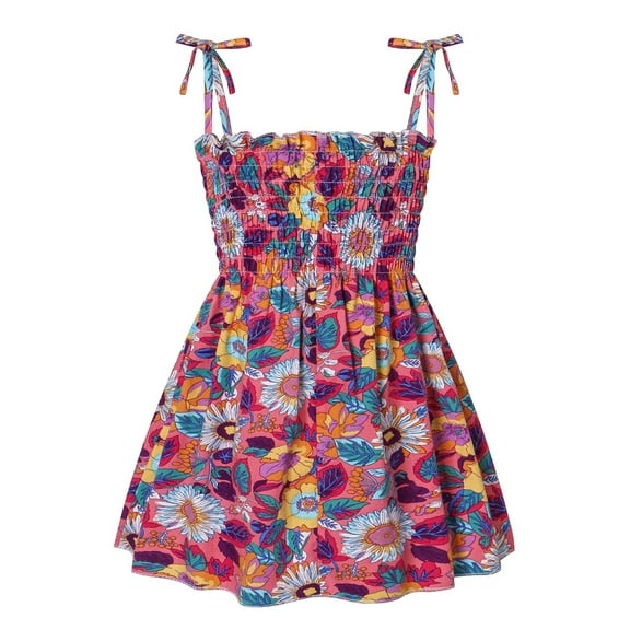 Fesfesfes Girls Summer Dress Toddler Baby Girls' Sleeveless Suspender Dress Floral Children's Clothing