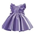 thumbnail image 1 of Fesfesfes Girls'Summer Solid Color Short Sleeve Crew Neck Elastic Waistband Dress with Pockets Casual Comfortable Cotton Blend Dress for Kids(Purple#3,12 Months), 1 of 7