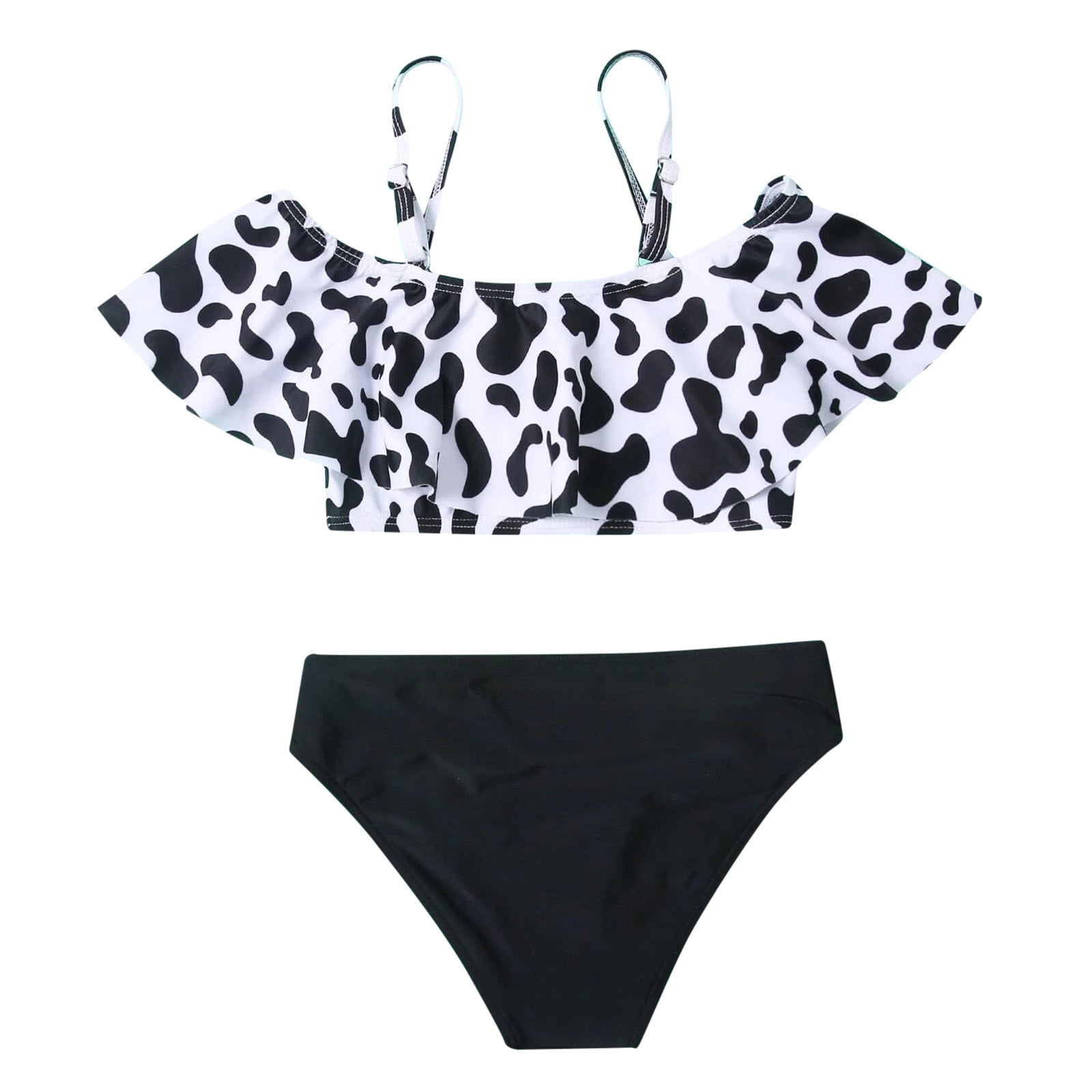 Fesfesfes Ruffle Leopard Print Swimsuit Set (Girl's)