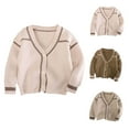 thumbnail image 1 of Fesfesfes Girls Sweaters Cardigan Girls Knitted Cardigan Sweater V-neck Jacket Striped Long Sleeve Top, 1 of 4