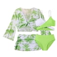 thumbnail image 1 of Fesfesfes Girls Swimsuit 4-Piece Pullover Rash Guard UPF 50+ Long Sleeve Shorts Set Cover Up Bathing Suit Size 8-12 Years Two Piece Set, 1 of 7
