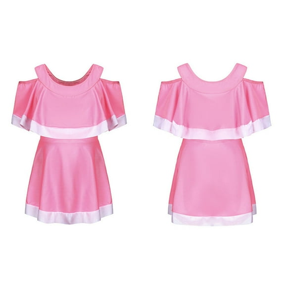 Fesfesfes Girls' Swimsuit with Chest Cushion for Comfort and Confidence Short Sleeve Quick-Drying and Soft Swimwear for 7-16Years Outdoor Swimming Pool Party(Pink,7 Years)