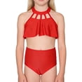 thumbnail image 1 of Fesfesfes Girls Two Piece Bikini Swimwear Set Quick Dry Comfortable Swim Suit for Kids Beach Pool Play Youth Active Wear Modest Rash Guard UV Protection Outfit(Red#1,9-10 Years), 1 of 7