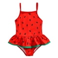 thumbnail image 1 of Fesfesfes Girls Watermelon Print Tank 1 Piece Swimsuit Quick Dry UV Protection Swimwear for Kids Toddlers Beach Pool Play Active Rash Guard Modest Swim Outfit Youth Fashion(Red,6 Years), 1 of 6