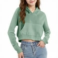 thumbnail image 1 of Fesfesfes Girls Zip Up Cropped Hoodie Long Sleeve Casual Jacket with Pockets Pullover Sweatshirt for Teens Youth Kids Fall Winter Fashion Outerwear Active Wear(Mint Green,9-10 Years ), 1 of 8
