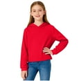 thumbnail image 1 of Fesfesfes Girls Zip Up Cropped Hoodie Long Sleeve Casual Jacket with Pockets Pullover Sweatshirt for Teens Youth Kids Fall Winter Fashion Outerwear Active Wear(Red#3,3-4 Years), 1 of 9