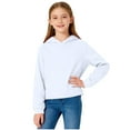 thumbnail image 1 of Fesfesfes Girls Zip Up Cropped Hoodie Long Sleeve Casual Jacket with Pockets Pullover Sweatshirt for Teens Youth Kids Fall Winter Fashion Outerwear Active Wear(White#3,5-6 Years), 1 of 9