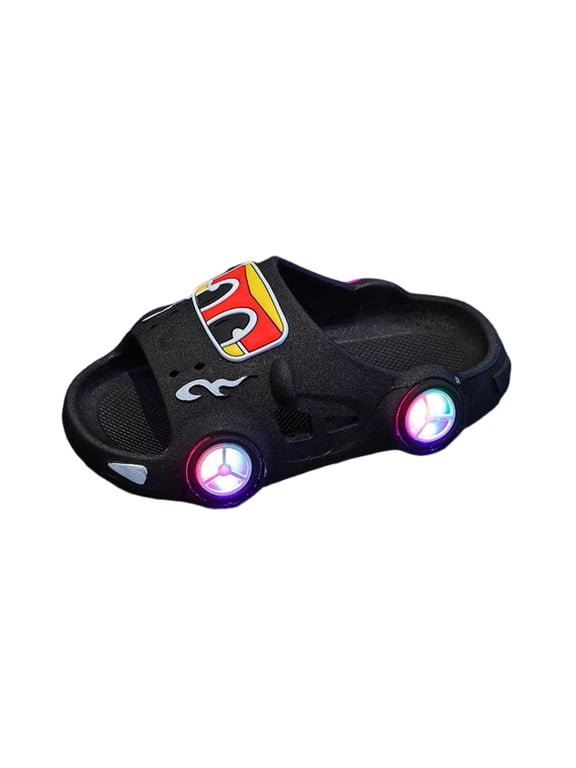 Glowing Kids Slippers,Boys Non-slip Soft Sole Casual Slides,Comfortable Light Up Indoor Outdoor House Slippers Children Daily Footwear