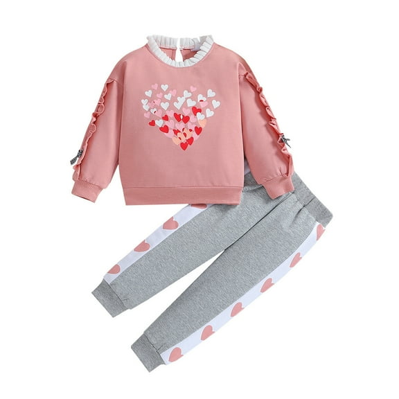 Fesfesfes Going Home Outfit Baby Boy 2-7 Years Girls Spring Floral Cotton Long Ruffle Sleeve Tshirt Tops Pant Pullover Set Clothes Girl 6-7 Years