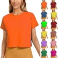 thumbnail image 1 of Fesfesfes Gym Shirt Women's Short Sleeve Solid Color Basics Crewneck Casual Top Pullover T-shirt Women's T Shirts 2XL(US:12), 1 of 8