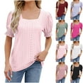 thumbnail image 1 of Fesfesfes Gym Shirts Womens Fashion Print Tops Short Sleeve Shirts Blouse Dressy Square Neck T-Shirt Tops Short Sleeve Top XL(US:10), 1 of 5