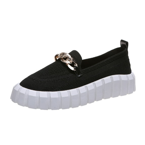 Fesfesfes Gym Shoes Women's Shoes Fashion Metal Decoration Comfortable Breathable Mesh ThickendBottom Casual Shoes US:9(42)