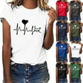 thumbnail image 1 of Fesfesfes Gym Tops for Women Unisex T-shirt Printed Pattern Casual Fashion Soild Color Short Sleeve Tops Shirt 3XL(US:14), 1 of 8