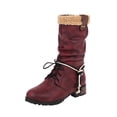 thumbnail image 1 of Fesfesfes Heels Women Thick Heel, Comfortable, Non-slip, Wear-resistant And Warm Strap Middle Tube 6(37), 1 of 3