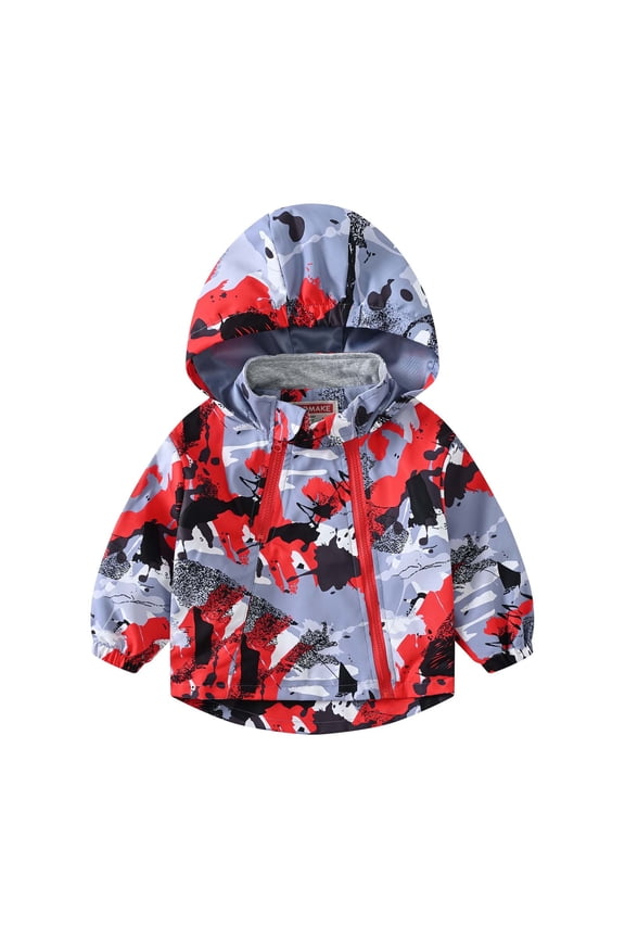 Hooded Jackets Kids Double-Face Fleece Jacket Zipper Printed Jackets Windbreaker Boys And Girls Outwear Coat