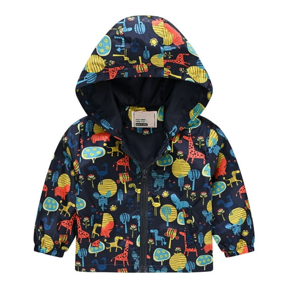 Fesfesfes Hooded Jackets Toddler Kids Baby Boys Girls Cute Cartoon Pattern Windproof Jacket Coat Holiday Saving