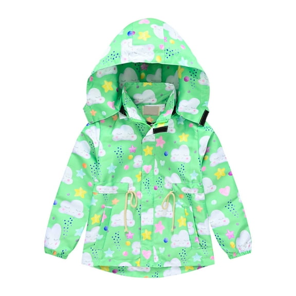 Fesfesfes Hooded Jackets Toddler Kids Baby Girls Fashion Cute Cartoon Clouds Pattern Windproof Jacket Detachable Coat Sale