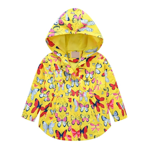 Fesfesfes Hooded Jackets Toddler Kids Baby Girls Fashion Cute Pattern Windproof Jacket Detachable Coat Holiday Saving