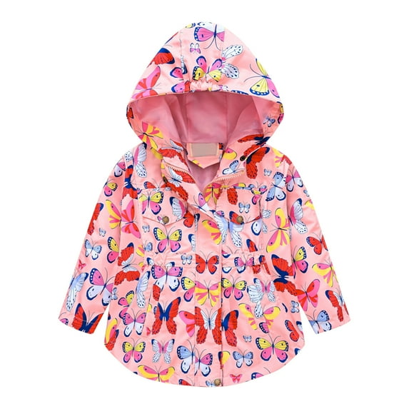 Fesfesfes Hooded Jackets Toddler Kids Baby Girls Fashion Cute Pattern Windproof Jacket Detachable Coat Holiday Saving