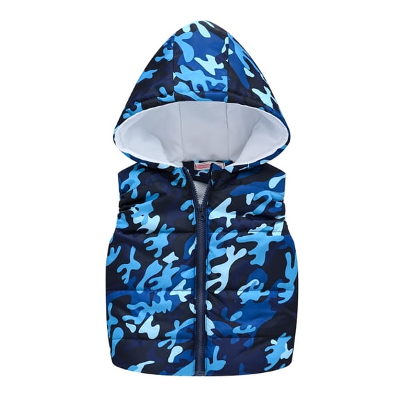 Fesfesfes Hooded Jackets Toddler Winter Warm Down Vests Baby Boys Girls Hoodies Cute Pattern Printed Zipper Jackets Outwear Holiday